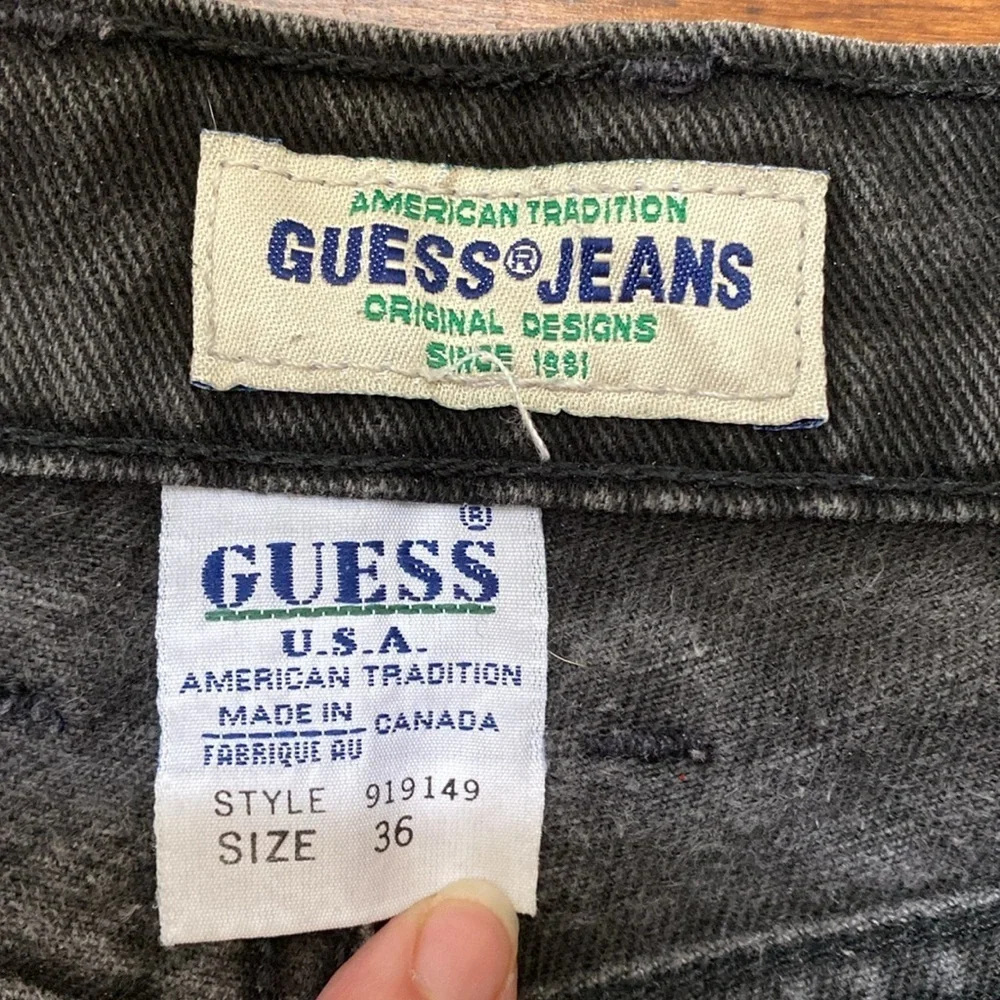 Vintage Guess Jeans Made in Canada Black Denim Men’s 90s Straight Leg 36x29 - Picture 4 of 13